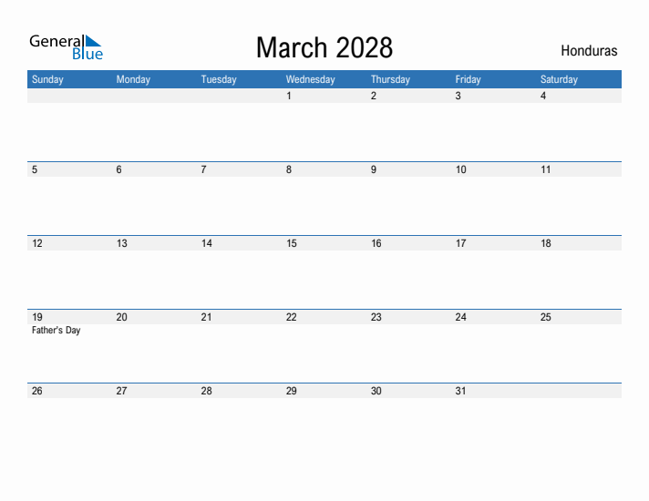 Fillable March 2028 Calendar