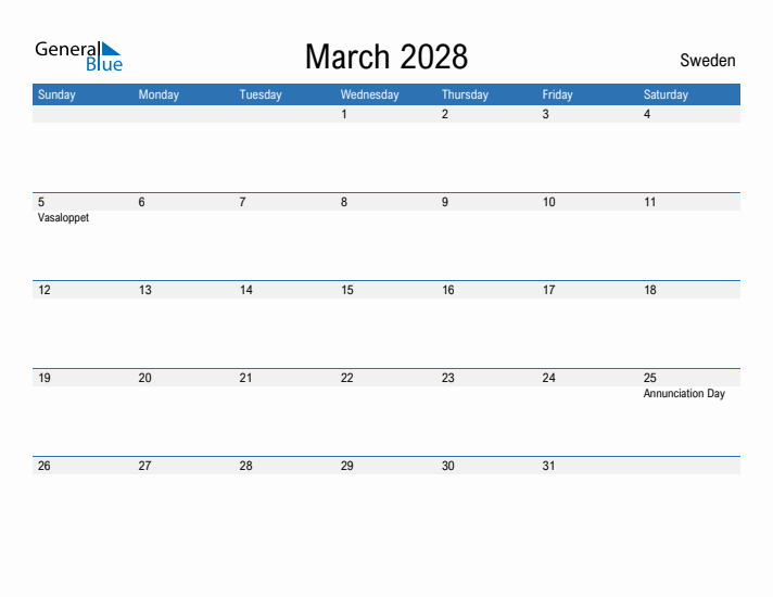 Fillable March 2028 Calendar