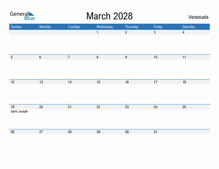 Fillable March 2028 Calendar