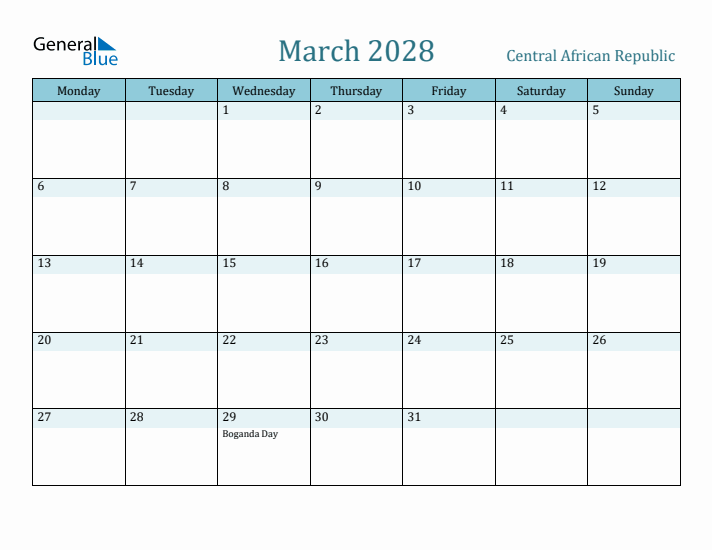 March 2028 Calendar with Holidays