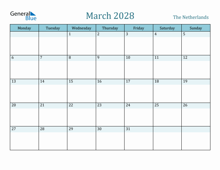 March 2028 Calendar with Holidays