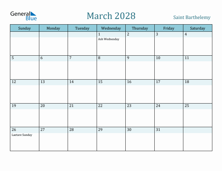 March 2028 Calendar with Holidays