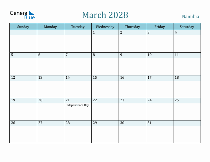 March 2028 Calendar with Holidays