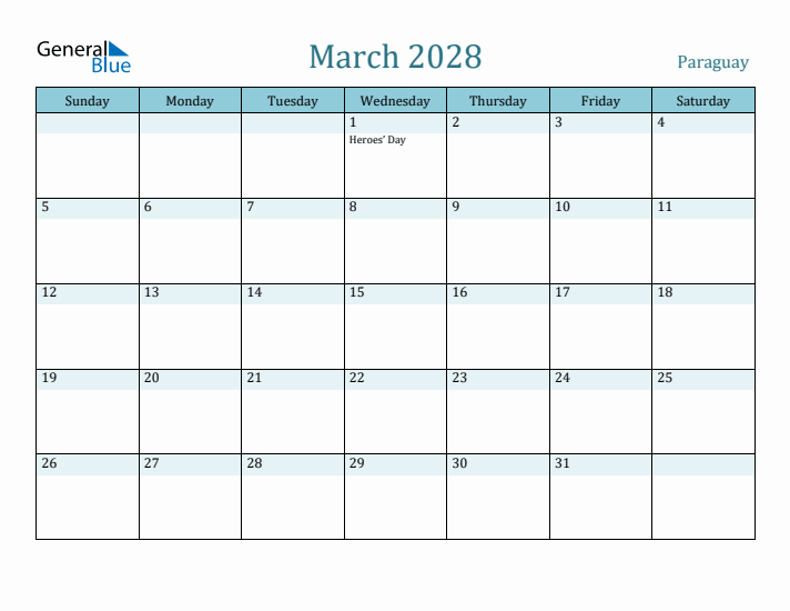 March 2028 Calendar with Holidays