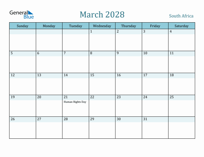 March 2028 Calendar with Holidays