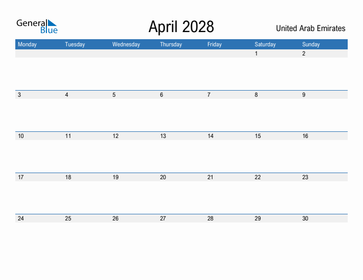 Fillable April 2028 Calendar