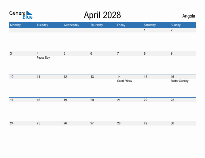 Fillable April 2028 Calendar