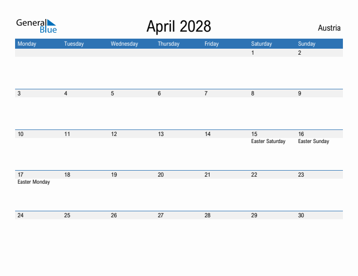 Fillable April 2028 Calendar