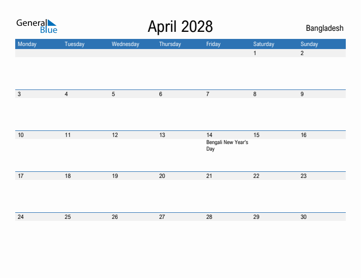 Fillable April 2028 Calendar