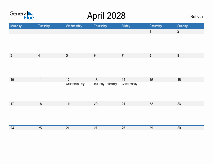 Fillable April 2028 Calendar