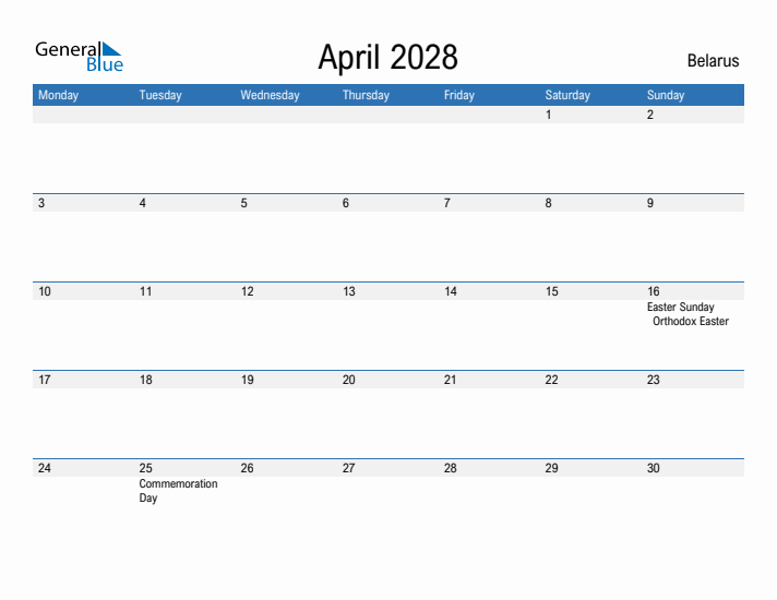 Fillable April 2028 Calendar