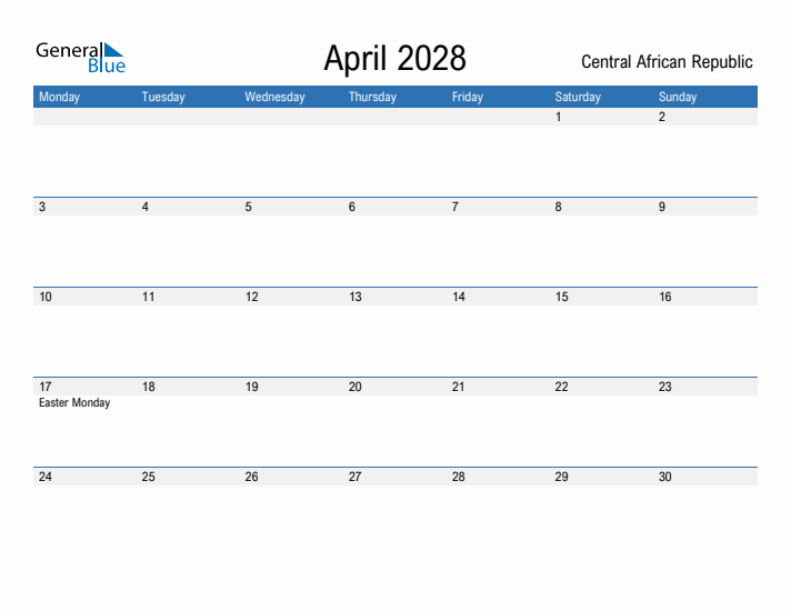 Fillable April 2028 Calendar