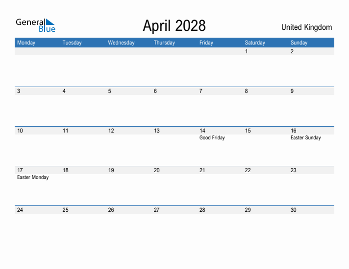 Fillable April 2028 Calendar