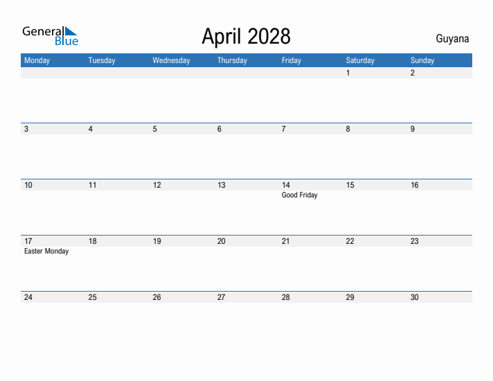 Fillable April 2028 Calendar