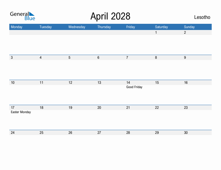 Fillable April 2028 Calendar