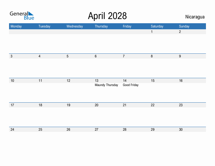 Fillable April 2028 Calendar