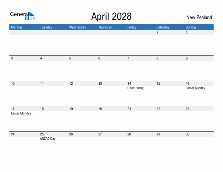 Fillable April 2028 Calendar