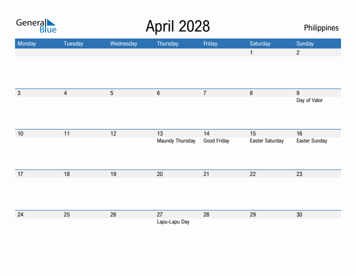 Fillable April 2028 Calendar