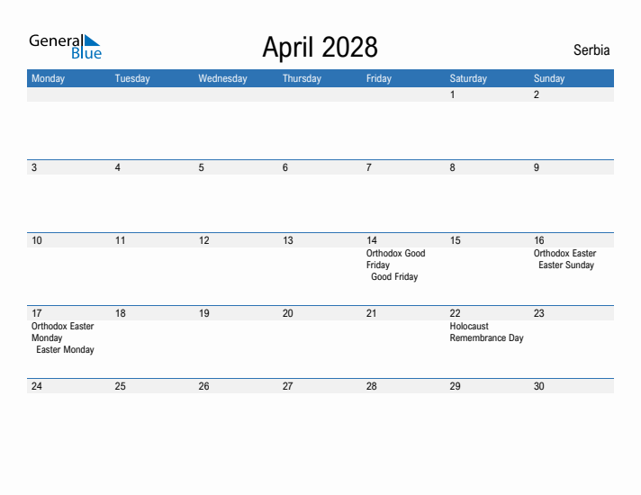 Fillable April 2028 Calendar