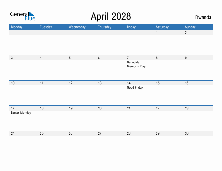 Fillable April 2028 Calendar