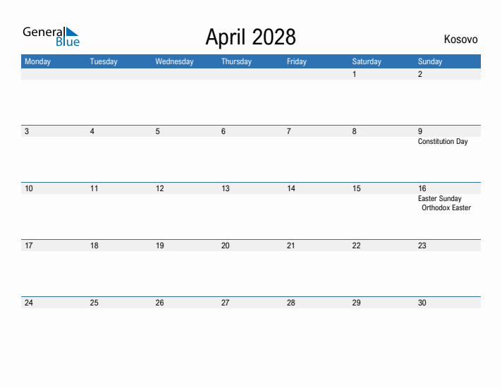 Fillable April 2028 Calendar