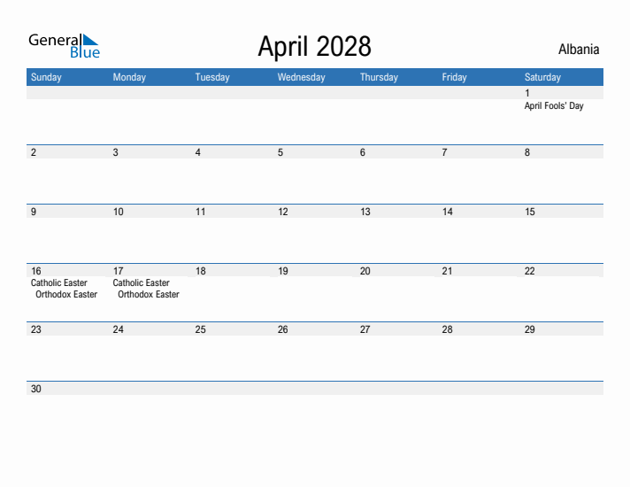 Fillable April 2028 Calendar