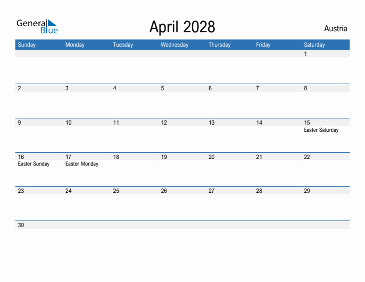 Fillable April 2028 Calendar