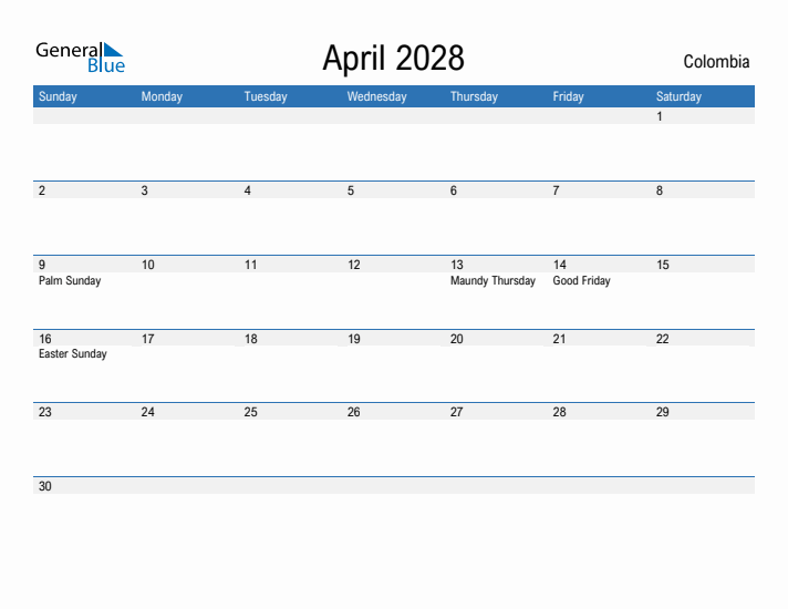 Fillable April 2028 Calendar