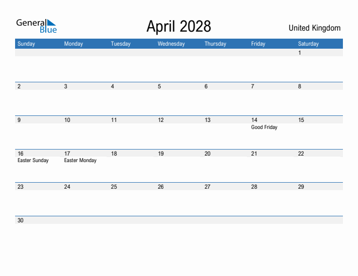 Fillable April 2028 Calendar