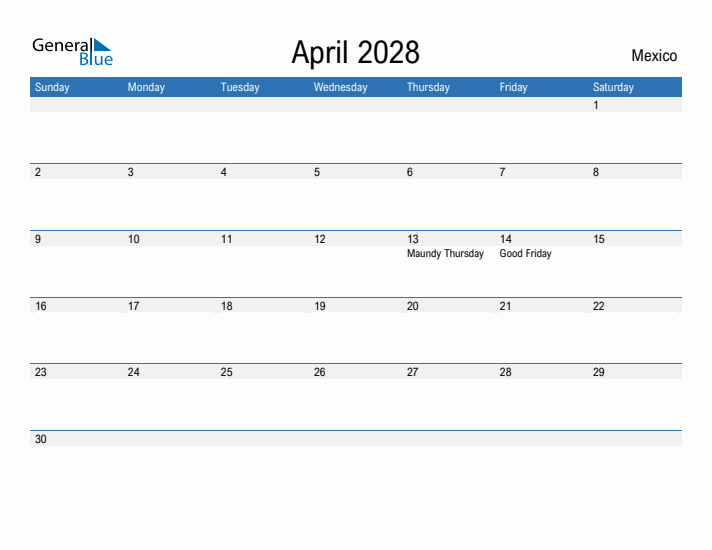 Fillable April 2028 Calendar