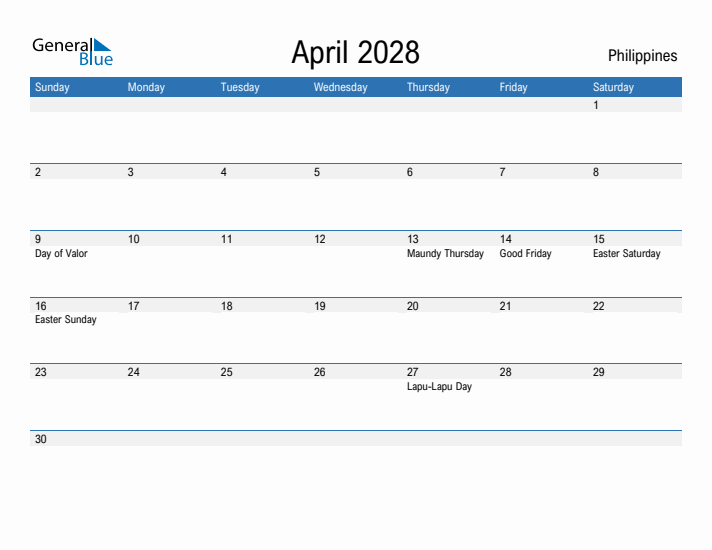 Fillable April 2028 Calendar