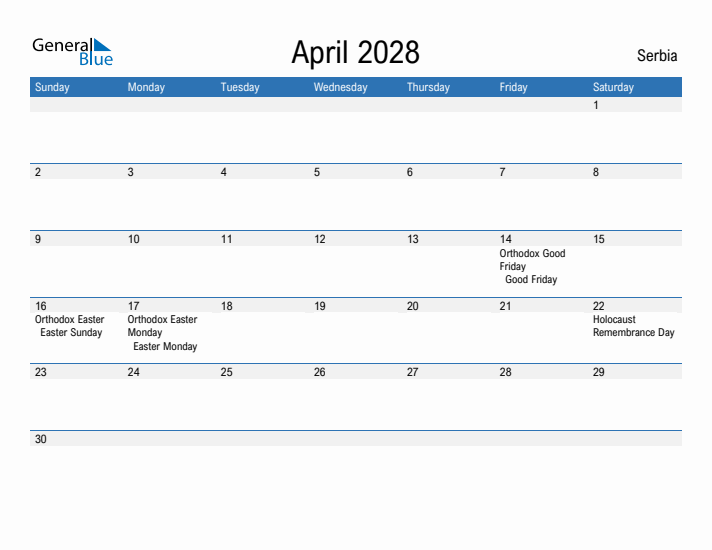 Fillable April 2028 Calendar