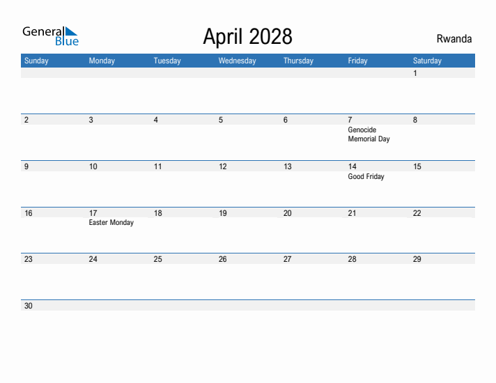 Fillable April 2028 Calendar