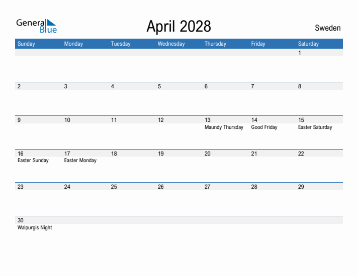 Fillable April 2028 Calendar