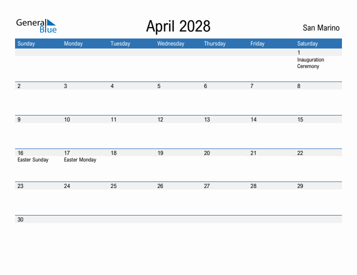 Fillable April 2028 Calendar