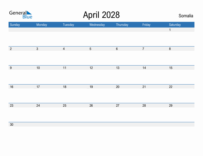 Fillable April 2028 Calendar