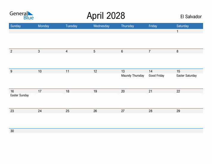 Fillable April 2028 Calendar