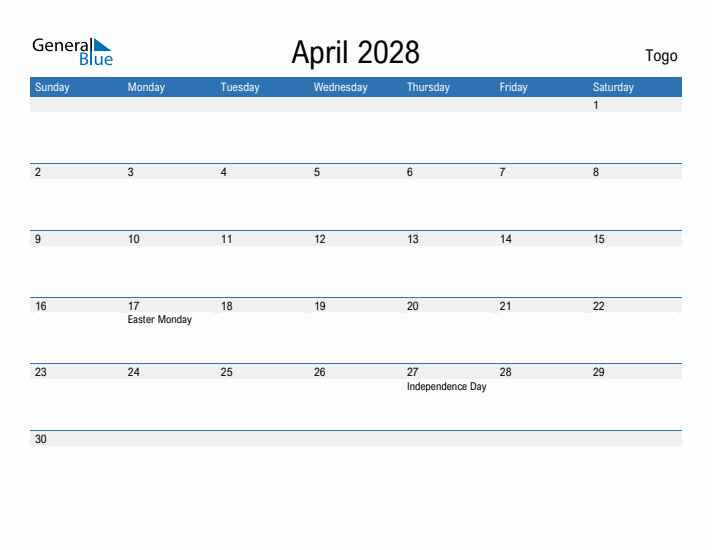 Fillable April 2028 Calendar