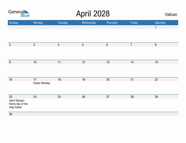 Fillable April 2028 Calendar