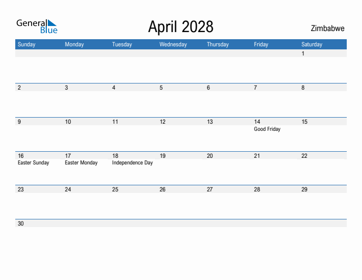 Fillable April 2028 Calendar