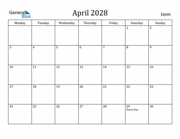 April 2028 Calendar Japan