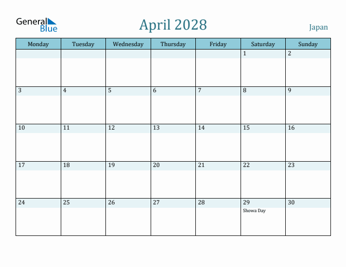 April 2028 Calendar with Holidays