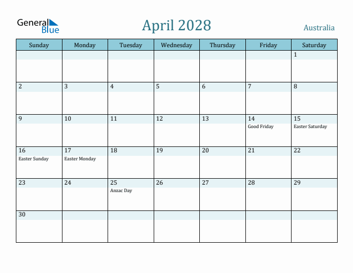 April 2028 Calendar with Holidays