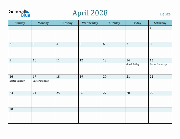 April 2028 Calendar with Holidays