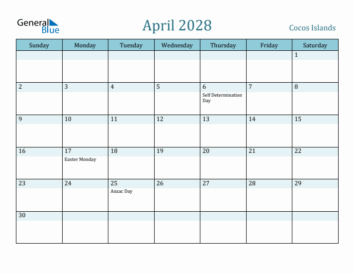 April 2028 Calendar with Holidays