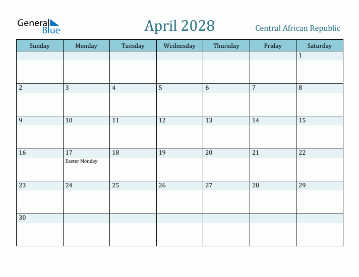 April 2028 Calendar with Holidays