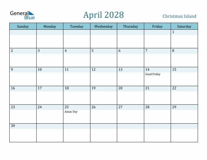 April 2028 Calendar with Holidays