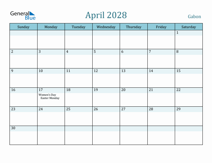 April 2028 Calendar with Holidays