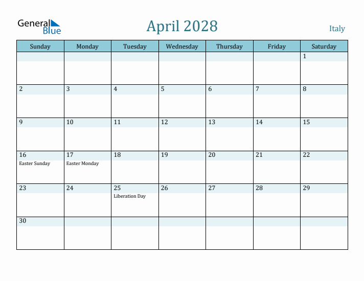 April 2028 Calendar with Holidays