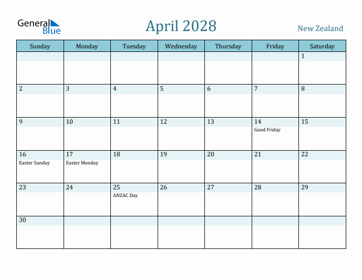 April 2028 Calendar with Holidays